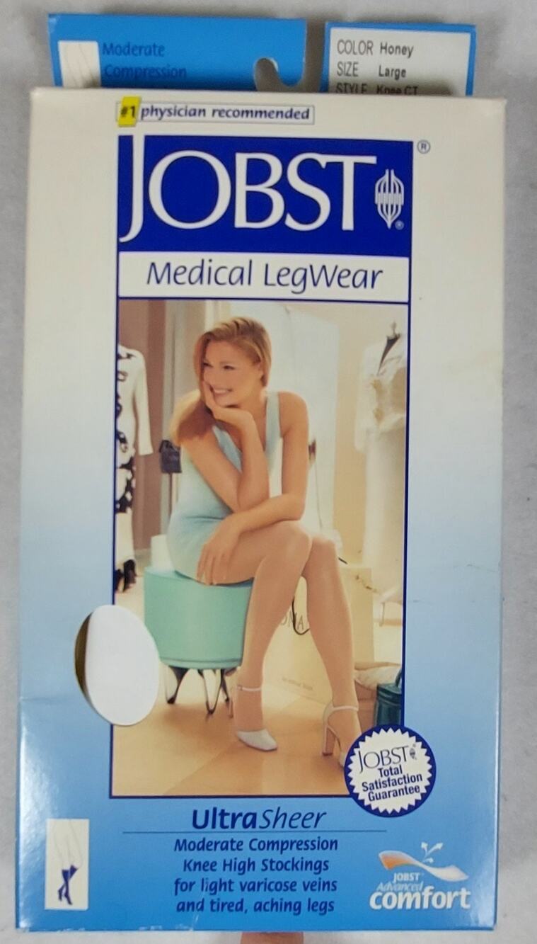 JOBST MEDICAL LEGWEAR ULTRA SHEER 15-20 mm COMPRESSION KNEE HIGH STOCKINGS SZ L